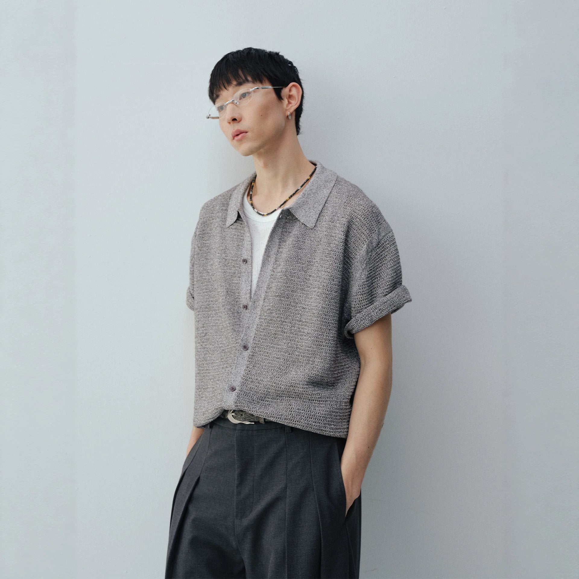 Classic Knit Short Sleeve Shirt for Men