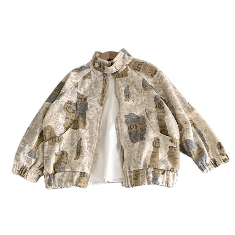 Children's versatile stand up collar cardigan jacket