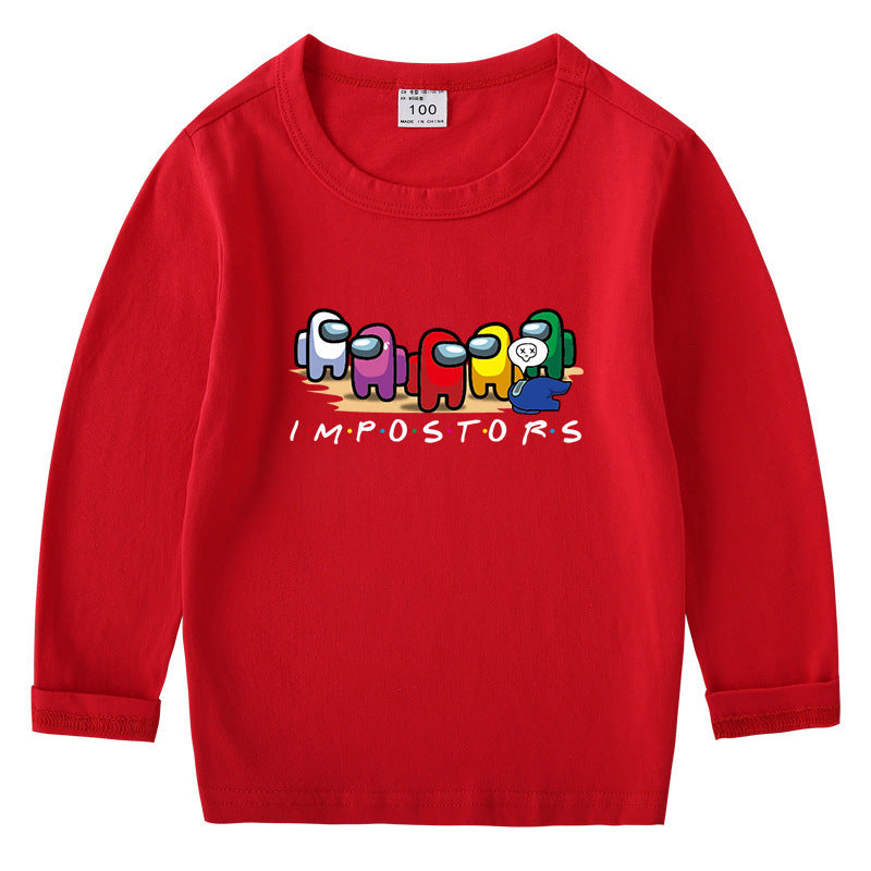 Children's cotton T-shirt round neck base long sleeved top