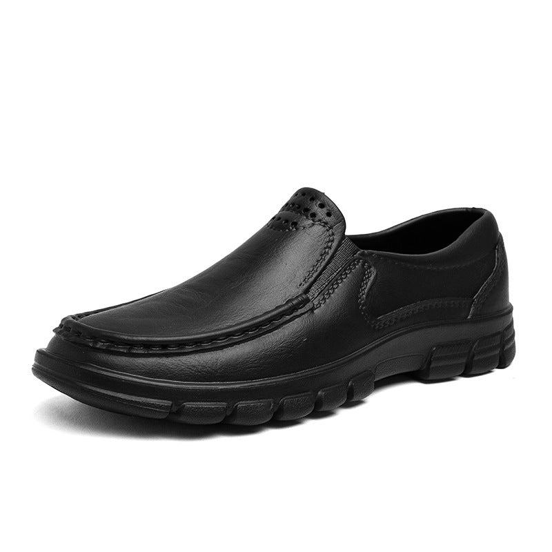 Lightweight Casual Leather Shoes for Men, Oil-Resistant and Slip-Resistant Chef Shoes Slip-On Driving Shoes, Garden Shoes, Fashionable