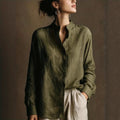 Collar loose long sleeved shirt