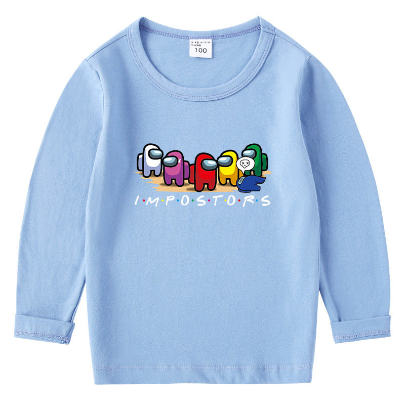 Children's cotton T-shirt round neck base long sleeved top