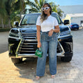 Street Style Rivet Straight Leg Washed Denim Pants