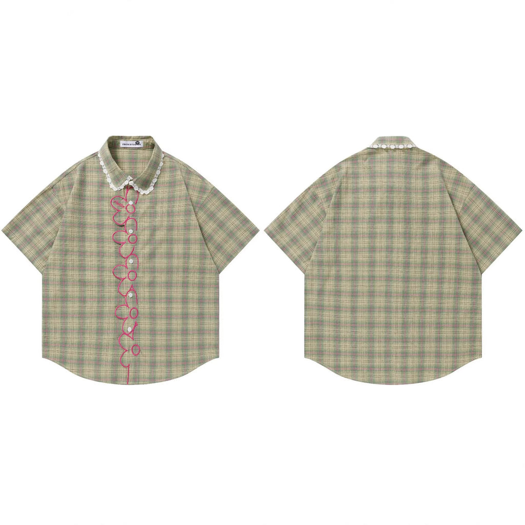 Cute flower embroidered short sleeved shirt