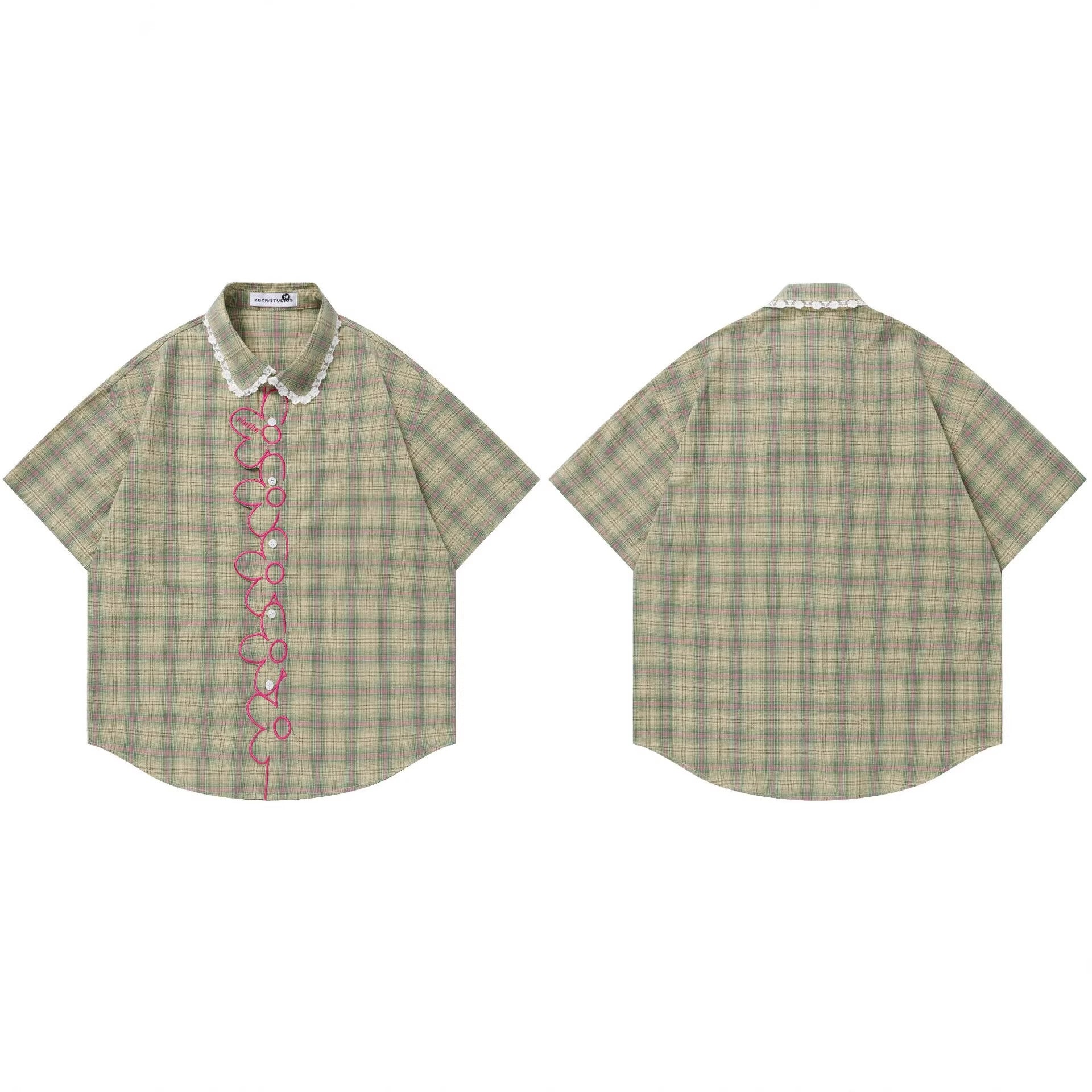 Cute flower embroidered short sleeved shirt