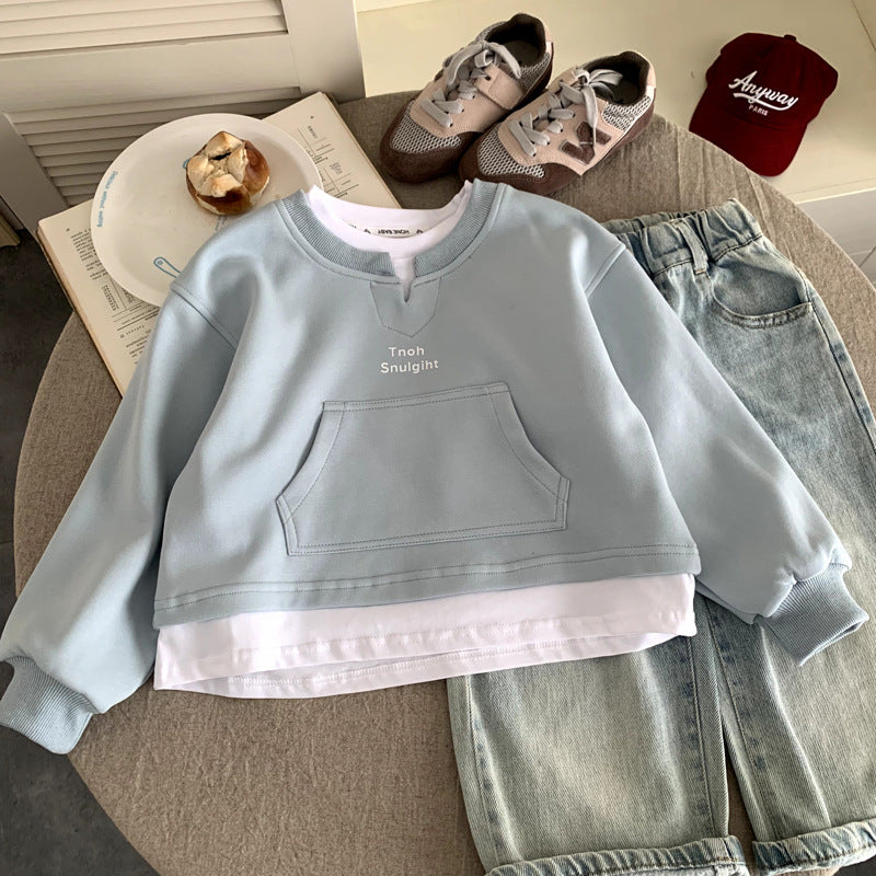 Girl's fake two spring and autumn tops