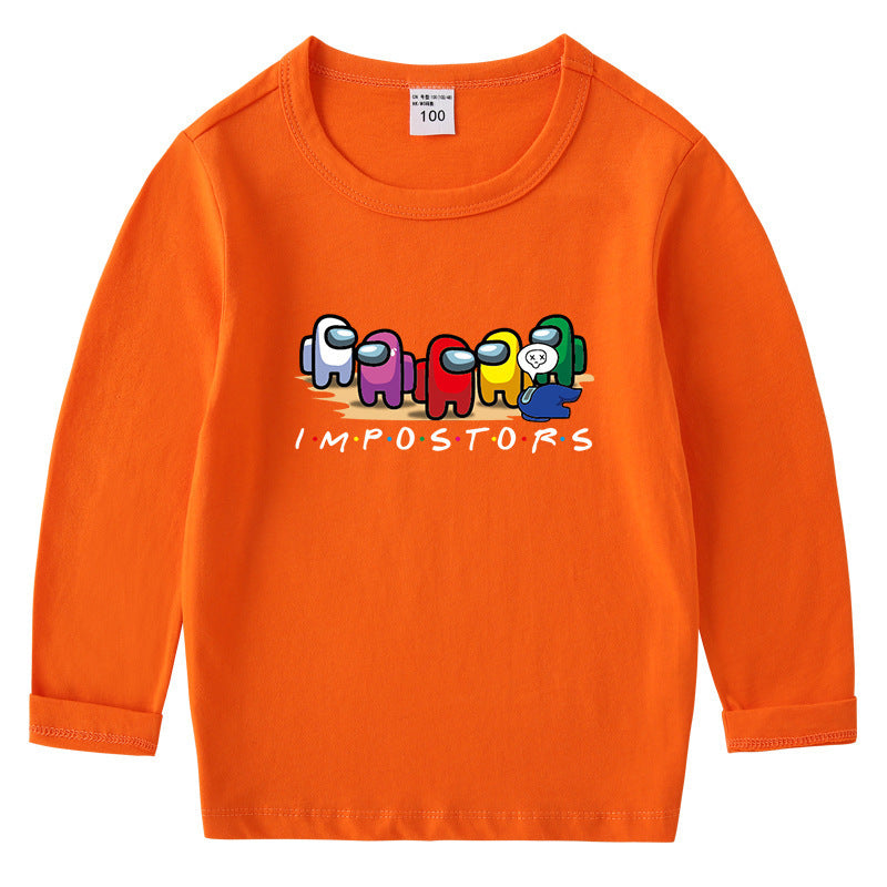 Children's cotton T-shirt round neck base long sleeved top