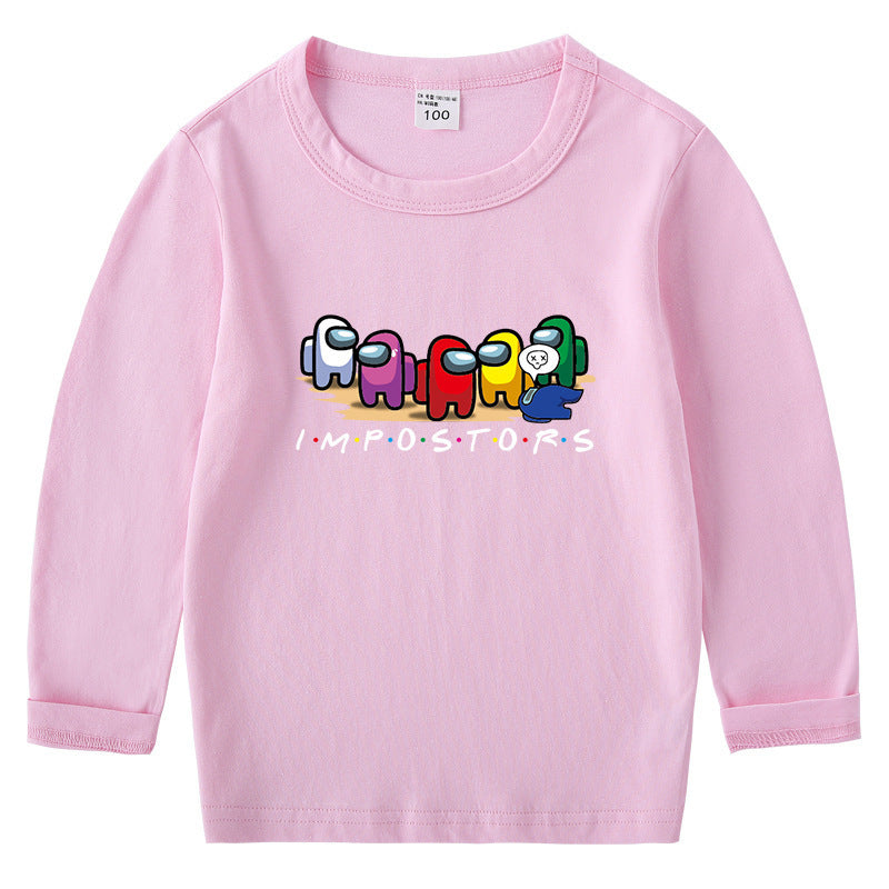 Children's cotton T-shirt round neck base long sleeved top