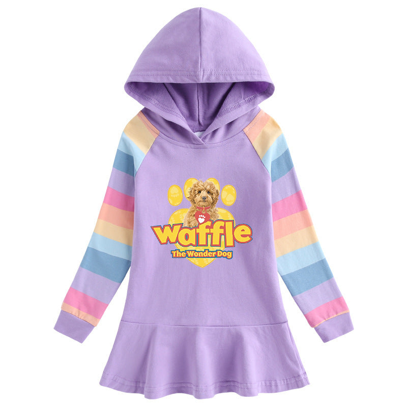 Cotton Cartoon Rainbow Girls' Dress