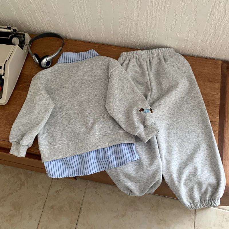 Boys' set baby hoodie two-piece set autumn style