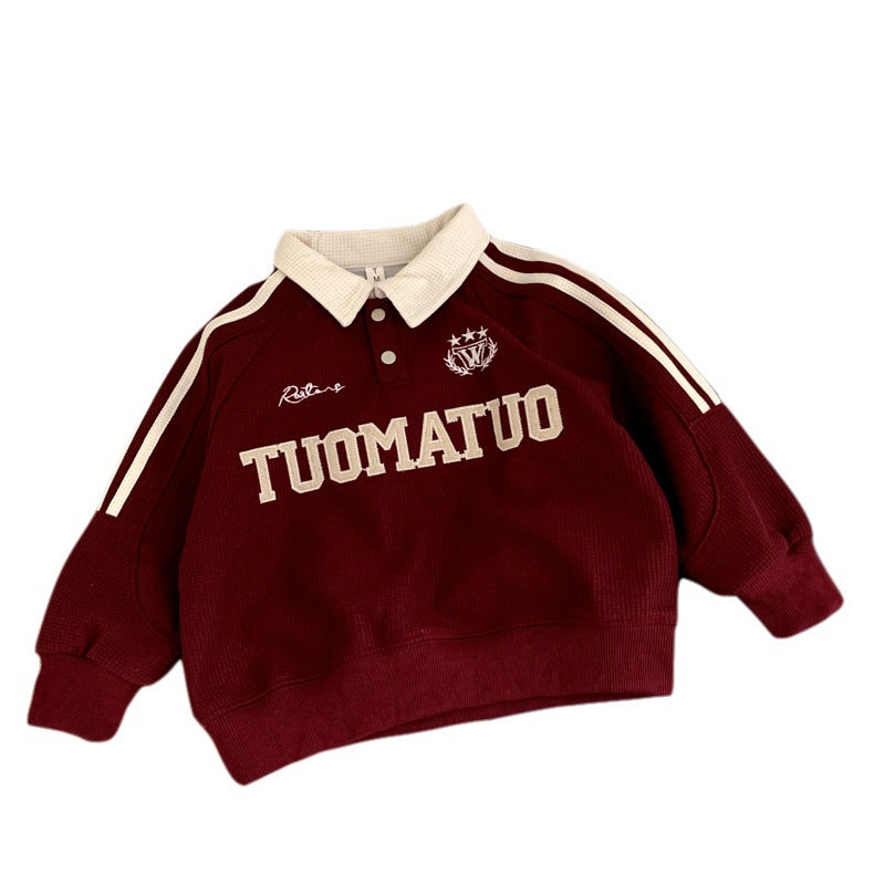 Children's clothing boys' polo shirt college style hoodie