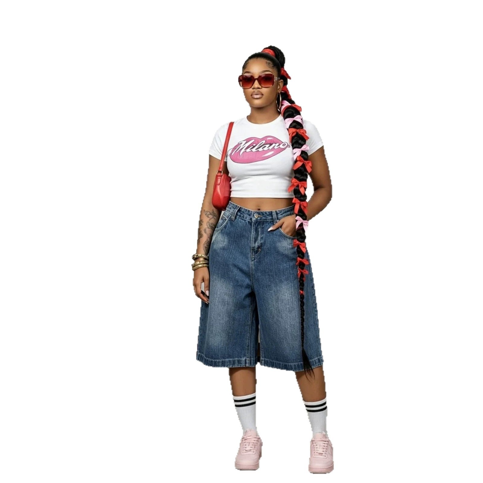 Street Style  Adjustable Distressed Washed Denim Shorts