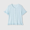 Short sleeved round neck lace layered knitted top