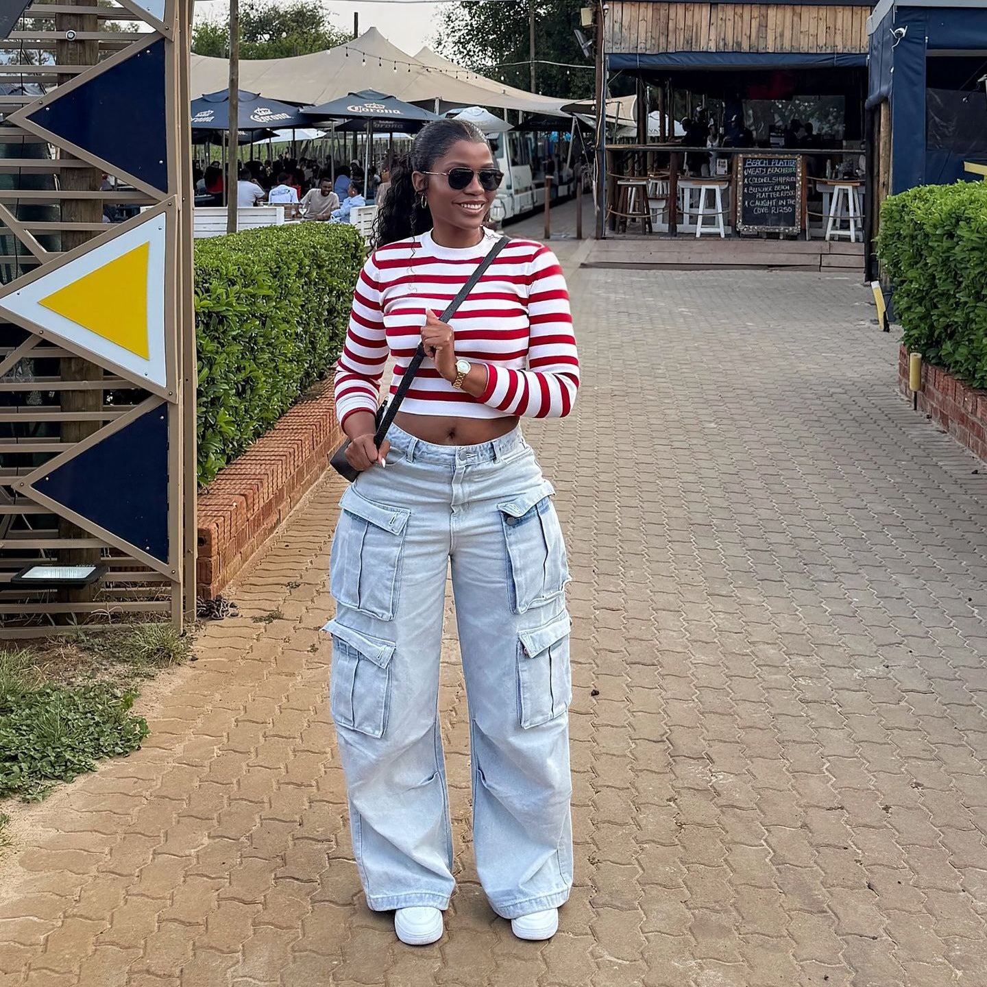 Street Style Multi-Pocket Light Wash Cargo Jeans Pants