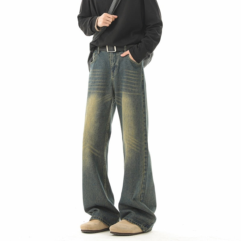 Vintage Distressed Denim Pants Men