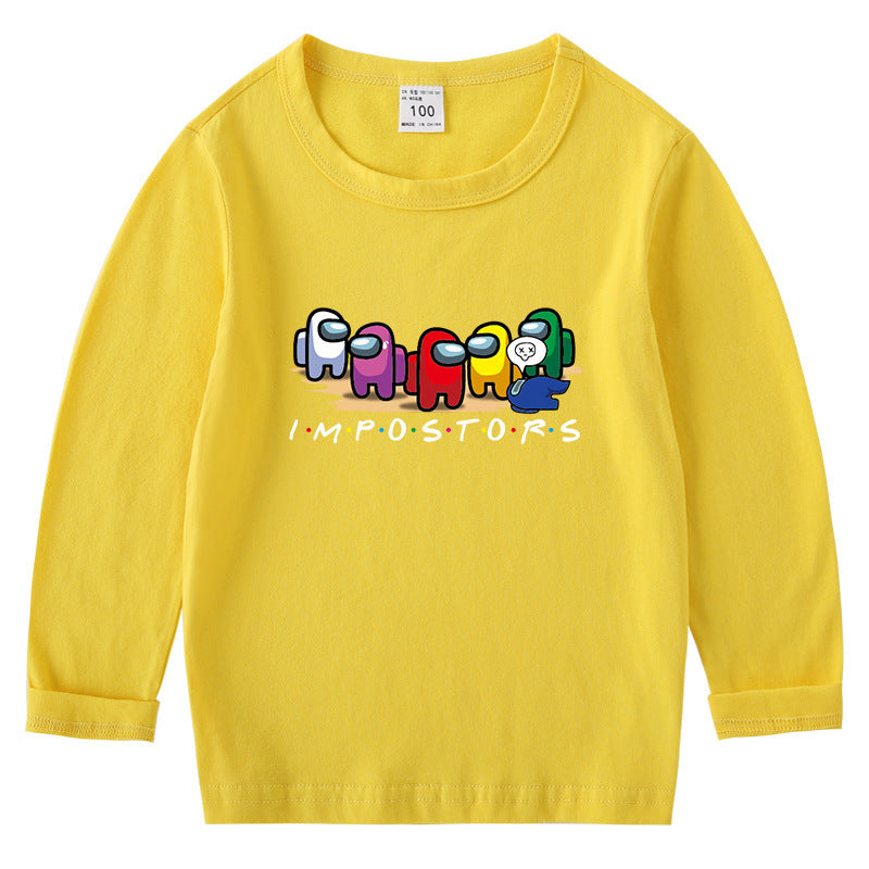 Children's cotton T-shirt round neck base long sleeved top