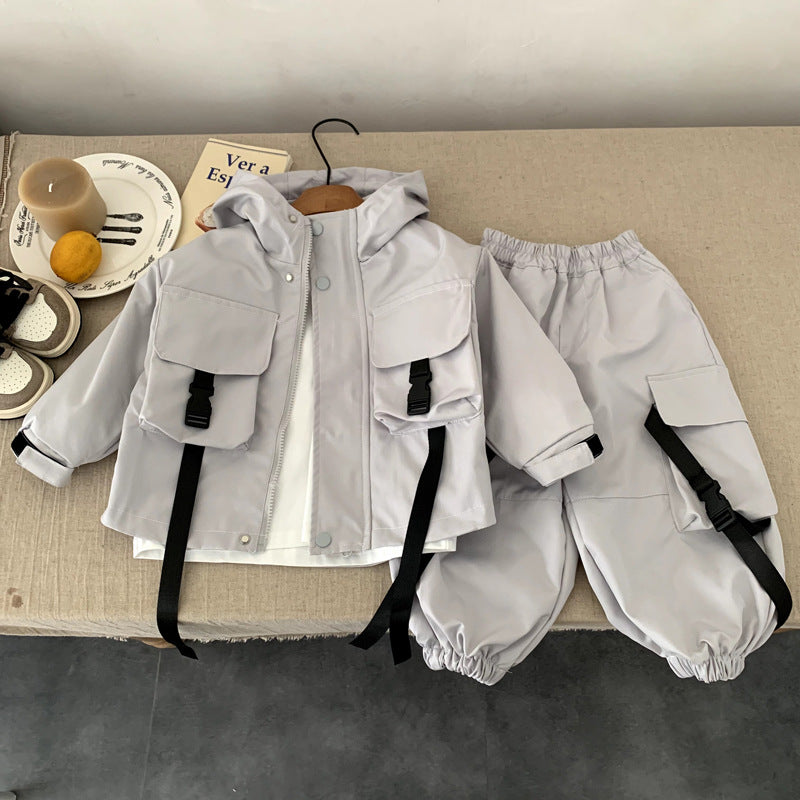 Children's clothing boys' autumn clothing work pants and assault suit set