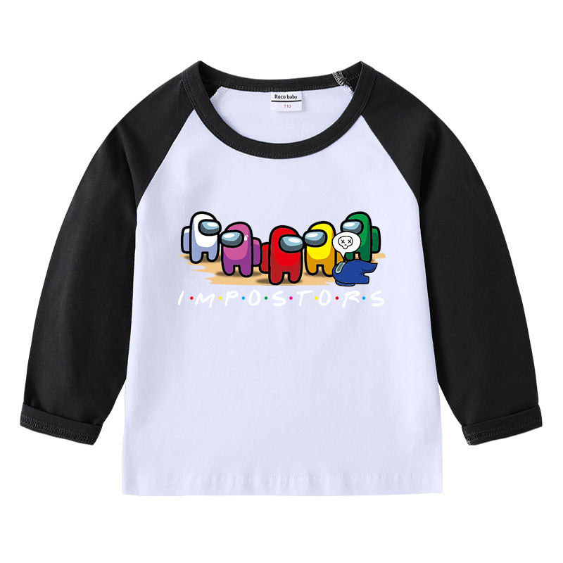 Children's round neck cartoon long sleeved shirt