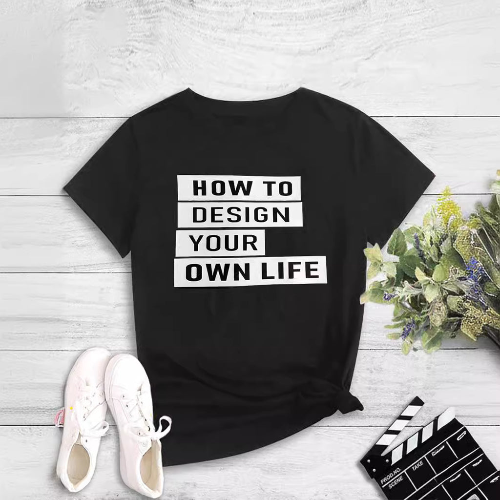 Fashion Women's Printed Round Neck Pullover T-Shirt