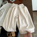 Wide leg curved knife pants for girls loose pants