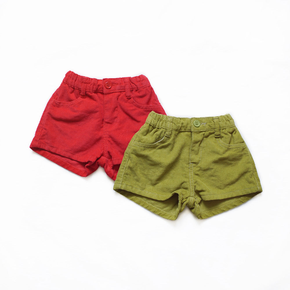 Corduroy Shorts for Girls, Stylish Hot Pants for Kids, Casual Pants for Boys