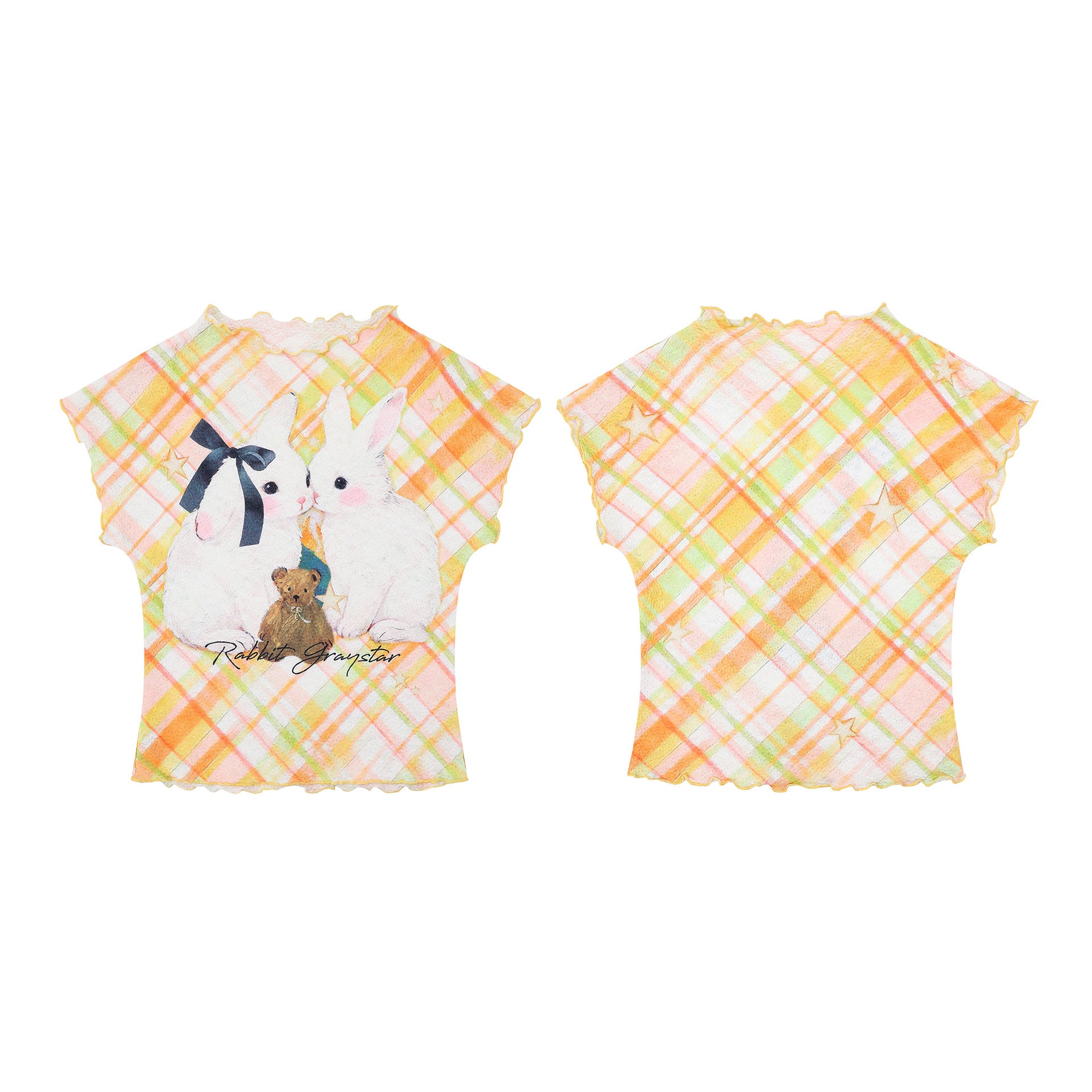 Women's Loose Round Neck Short Sleeve Cartoon Rabbit Print T-Shirt