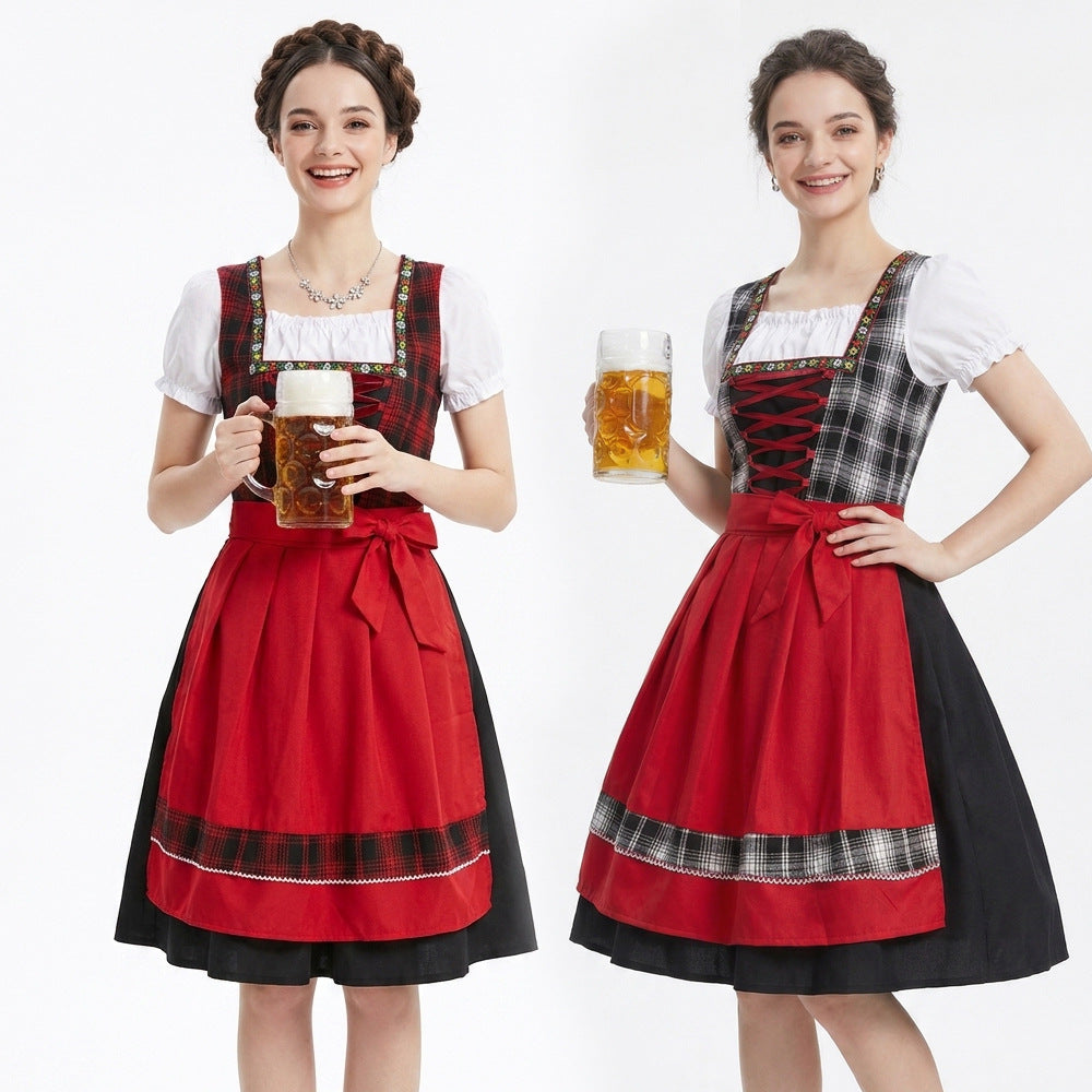 German Bavarian Traditional Dirndl Dress Beer Festival Maid Costume Cosplay Stage Performance Outfit