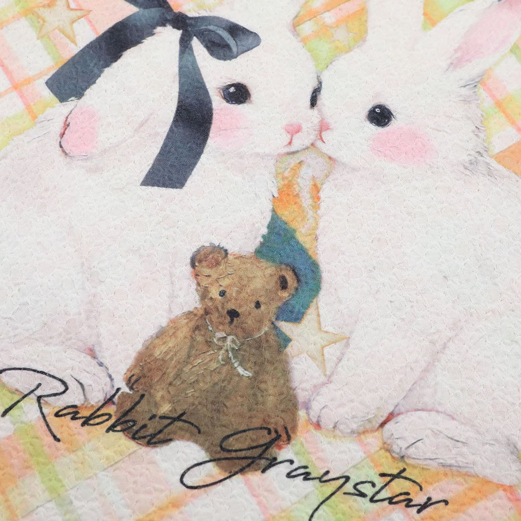 Women's Loose Round Neck Short Sleeve Cartoon Rabbit Print T-Shirt