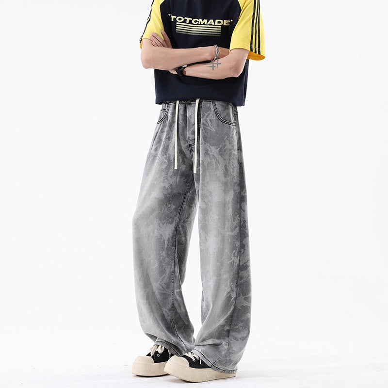 Linen-like Rayon Denim Pants Men Retro Long Pants