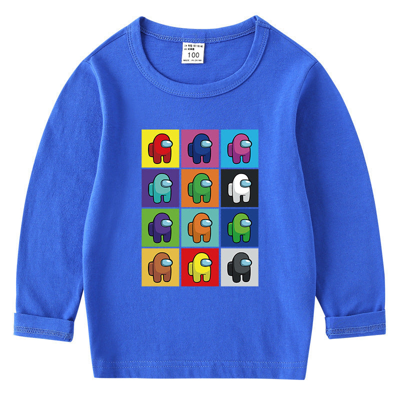 Children's cotton T-shirt round neck base long sleeved top