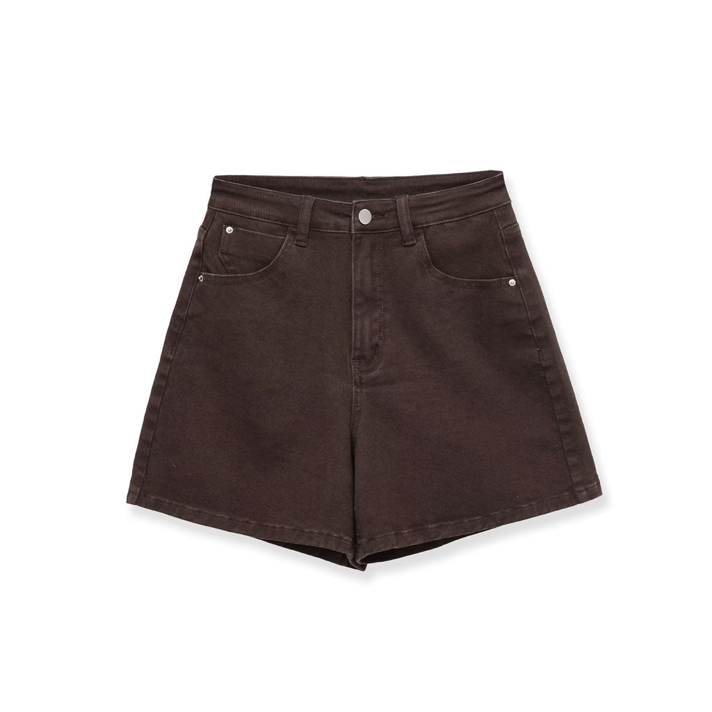 Retro style high waisted loose shorts