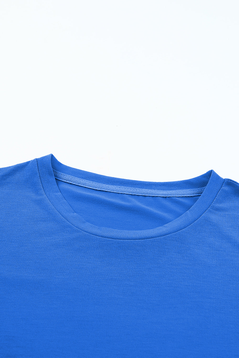 Sachet Pink Solid Color Basic Crew Neck Plain Tee