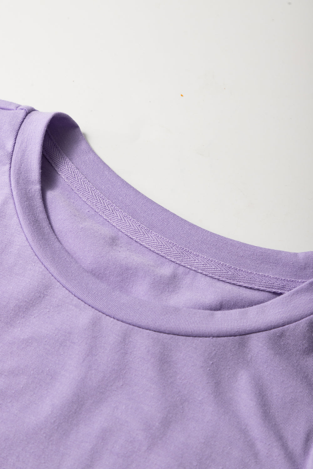 Sachet Pink Solid Color Basic Crew Neck Plain Tee