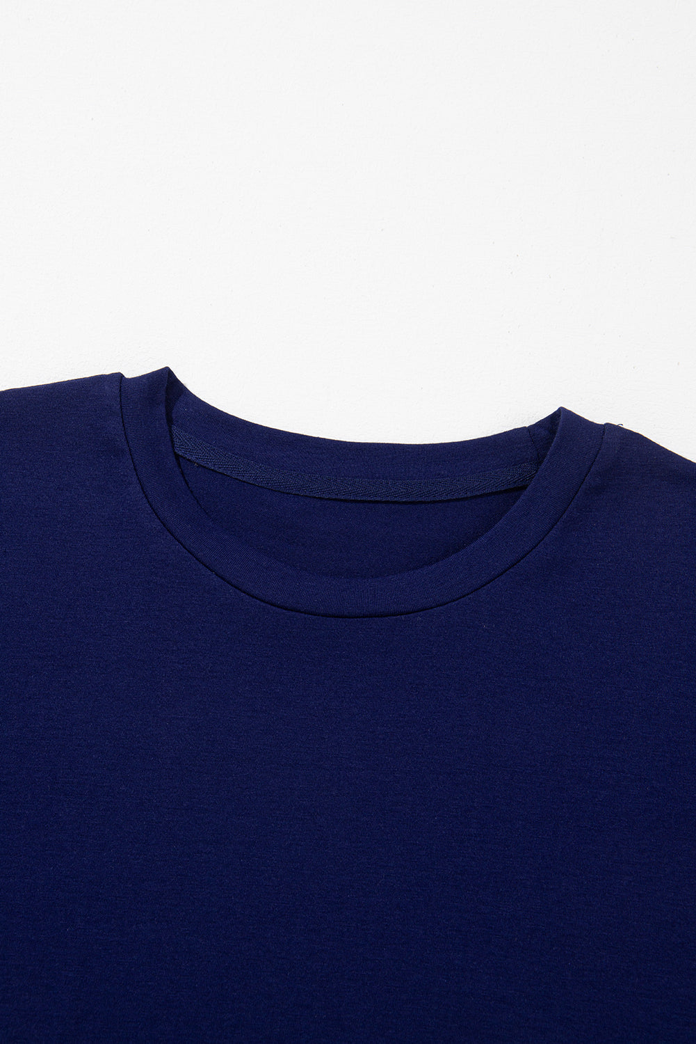 Sachet Pink Solid Color Basic Crew Neck Plain Tee