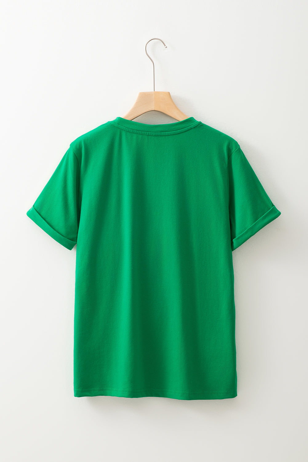 Sachet Pink Solid Color Basic Crew Neck Plain Tee