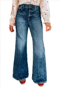 Sail Blue Acid Wash Pocket Detail Flare Jeans