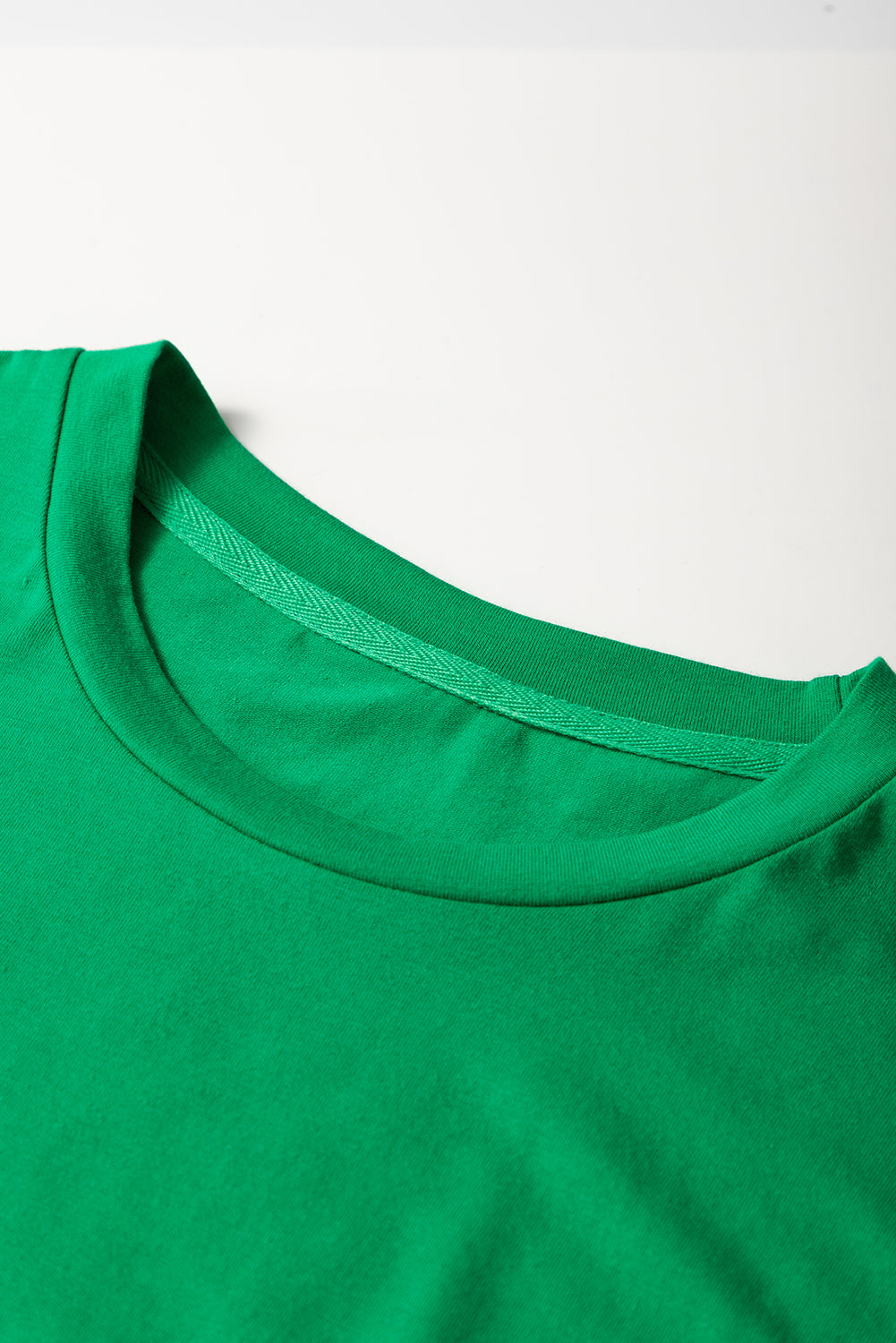 Sachet Pink Solid Color Basic Crew Neck Plain Tee