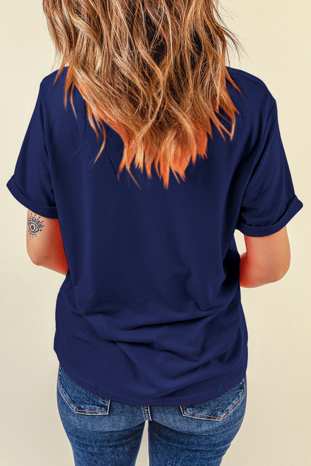 Sachet Pink Solid Color Basic Crew Neck Plain Tee