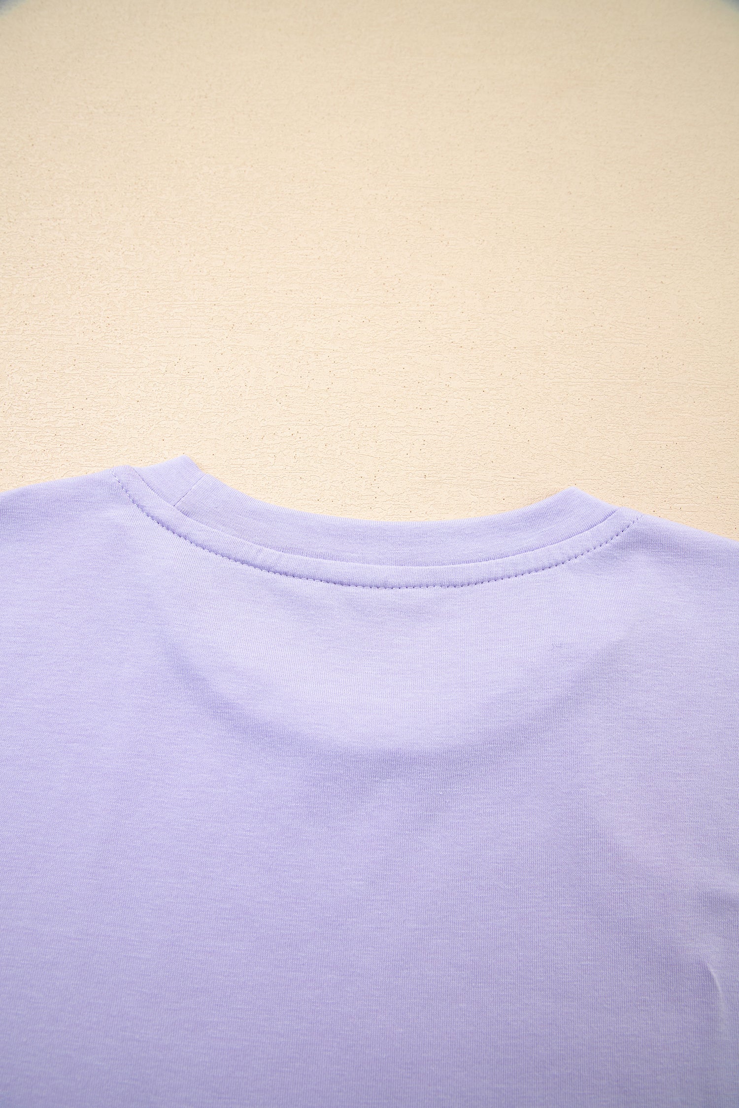 Sachet Pink Solid Color Basic Crew Neck Plain Tee