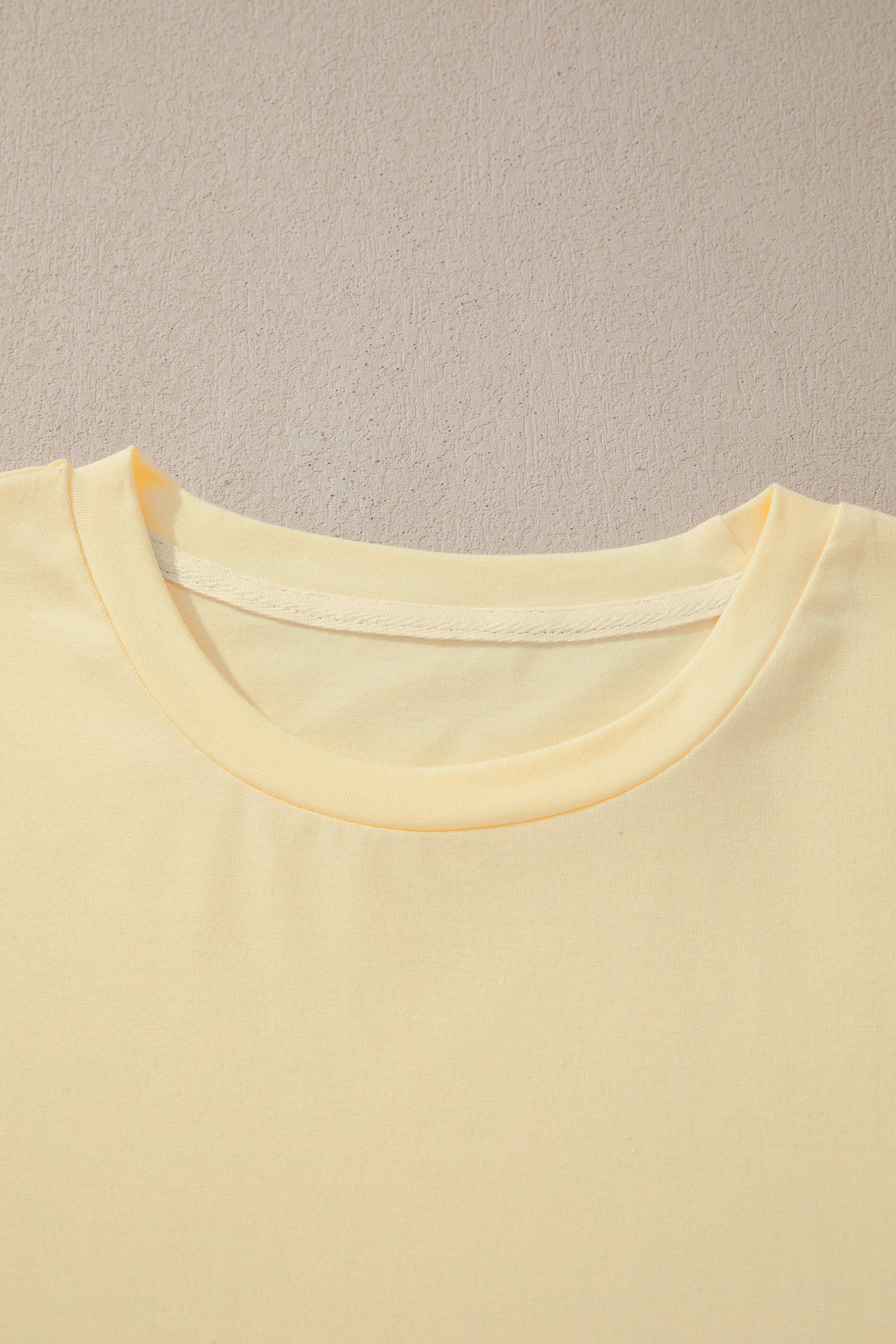 Sachet Pink Solid Color Basic Crew Neck Plain Tee