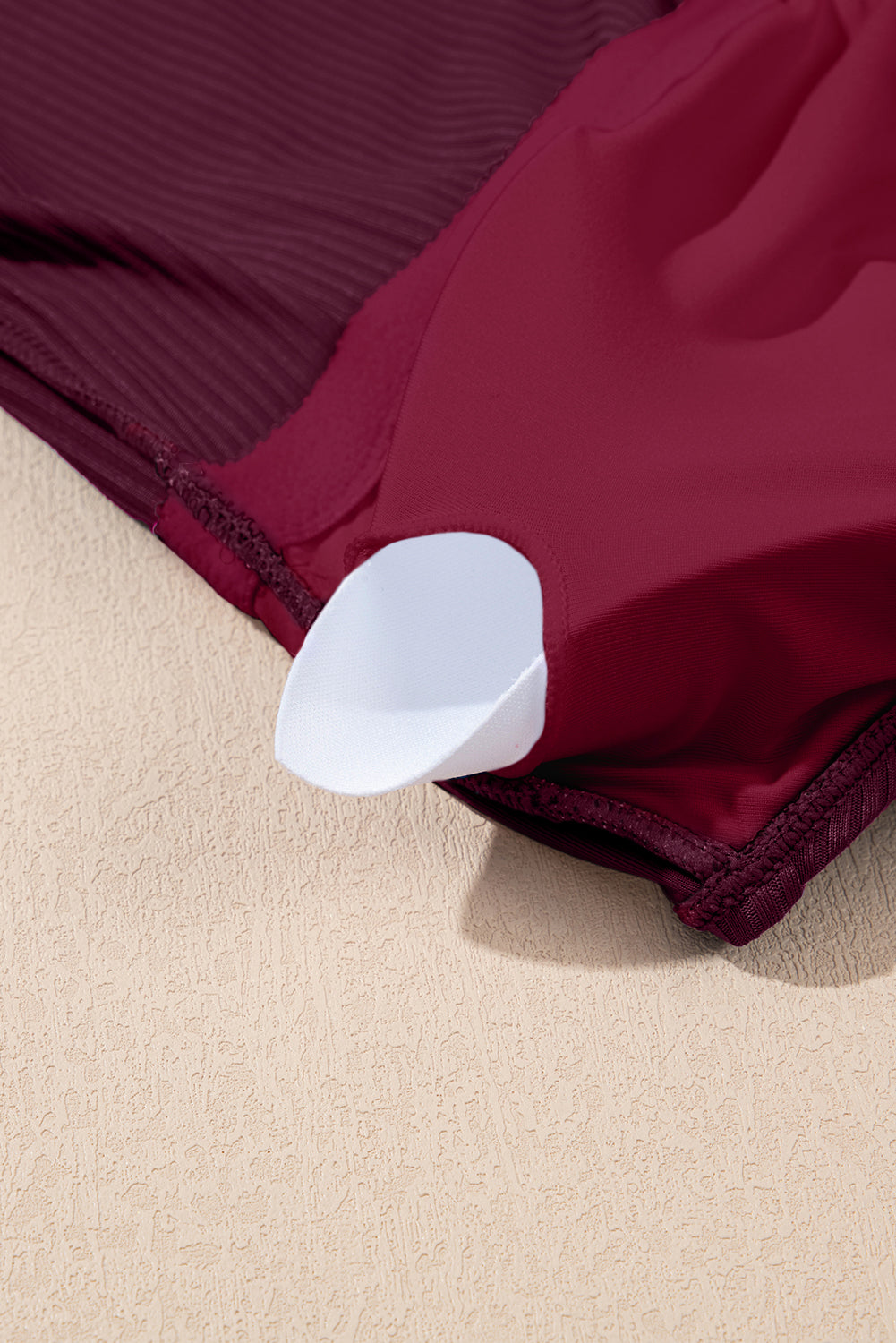 Burgundy Ribbed Knit Crossed Detail Tank Skort 2pcs Swimsuit
