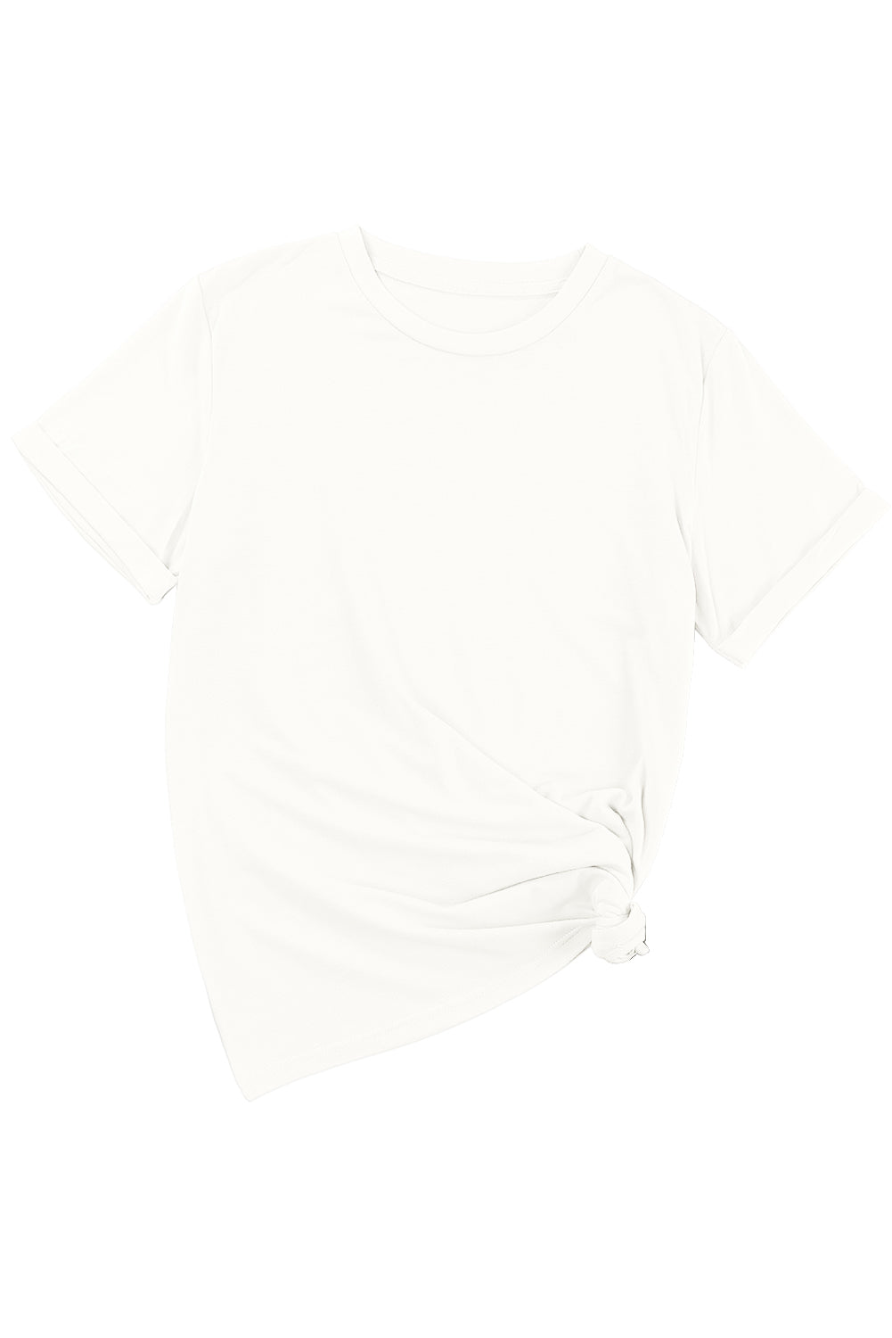 Sachet Pink Solid Color Basic Crew Neck Plain Tee