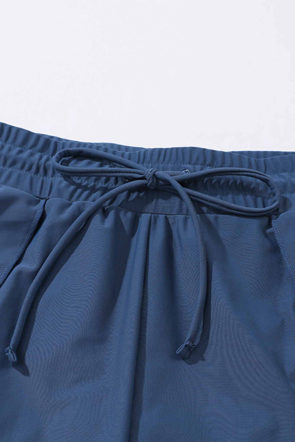 Black Solid Color 2-in-1 Drawstring Elastic Waist Swim Shorts