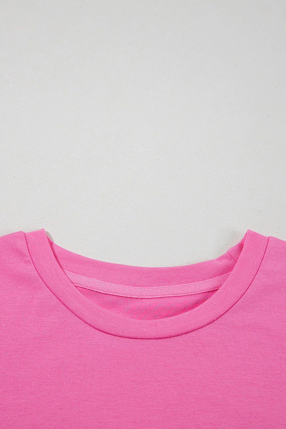 Sachet Pink Solid Color Basic Crew Neck Plain Tee