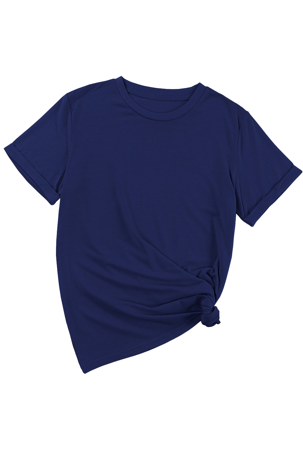 Sachet Pink Solid Color Basic Crew Neck Plain Tee