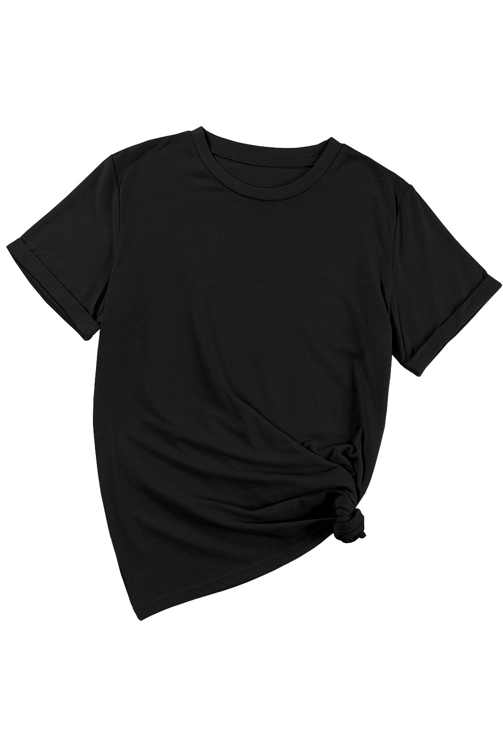 Sachet Pink Solid Color Basic Crew Neck Plain Tee